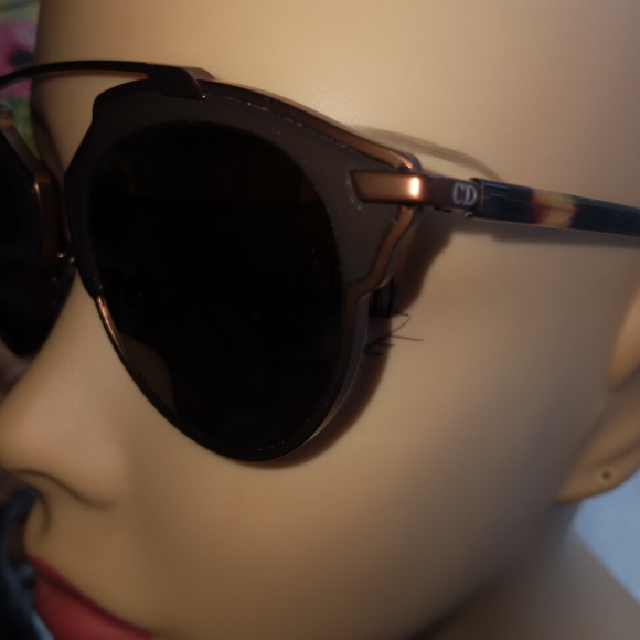 DIOR SUNGLASSES WOMENS ROUND SHINY BLACK HAVANA DIORSOREAL - Picture 6 of 14